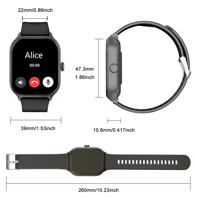 Smart watch, wireless calling/dial, multi-Sportminder, for iPhone/Andriod