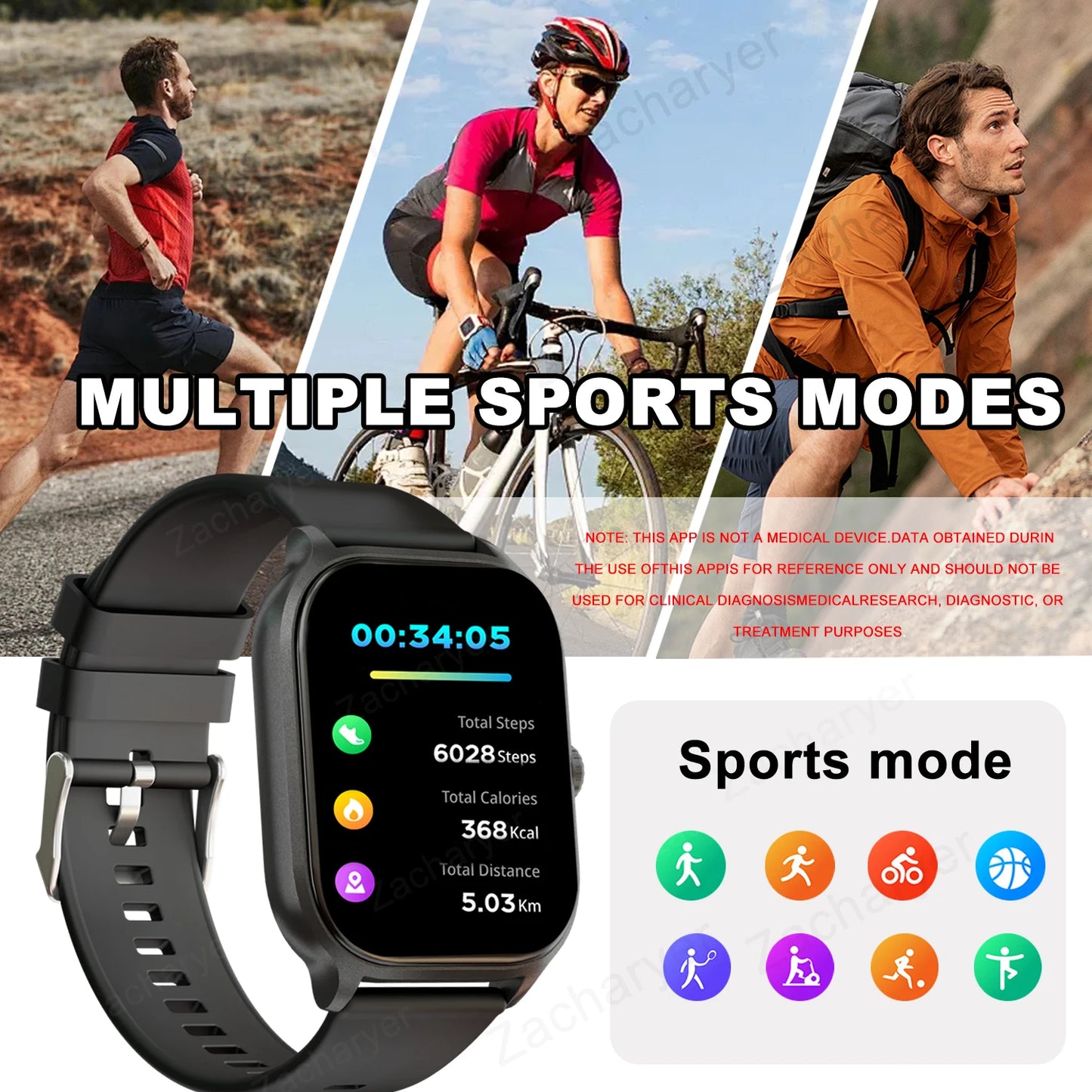 Smart watch, wireless calling/dial, multi-Sportminder, for iPhone/Andriod